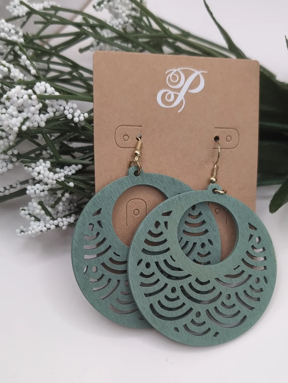 Plunder Teal Cutout Hoop Earrings NEW!
